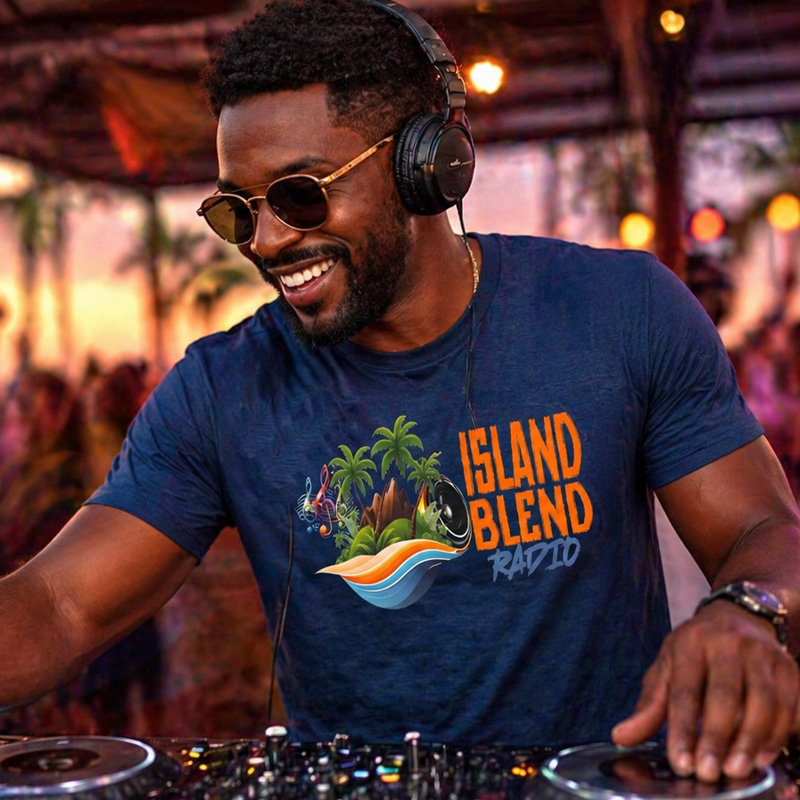 Island Blend Radio T-Shirt - Navy Blue
